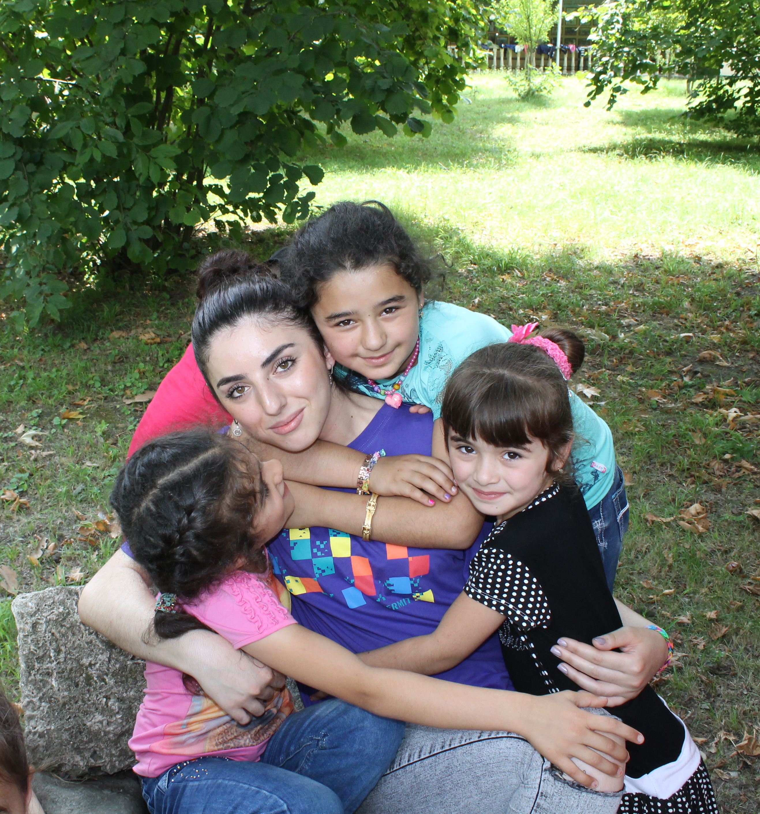 School Without Walls leader with children at a summer Bible camp in Armenia