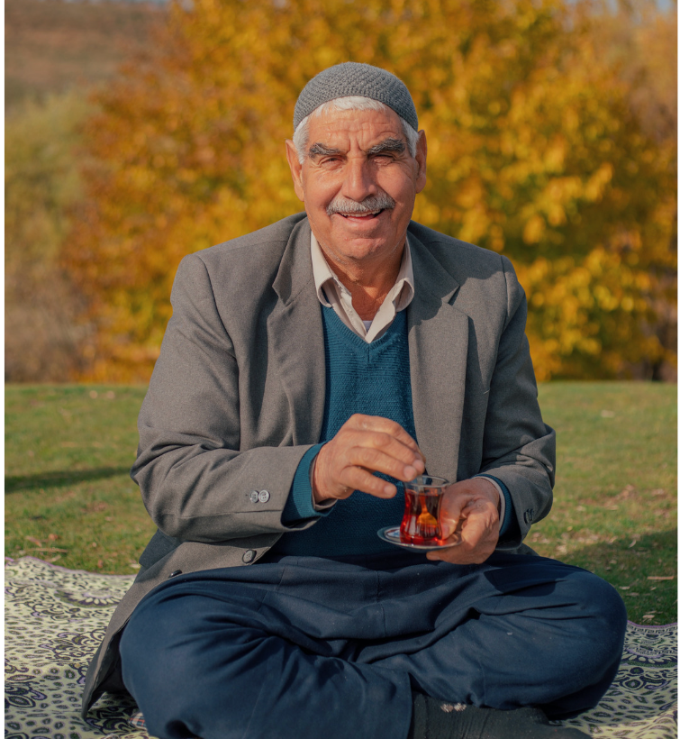 Christian man sitting outside in turkmenistan